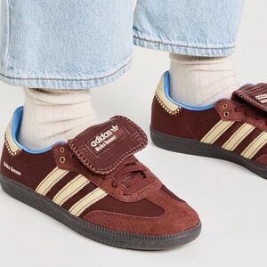 Adidas x Wales Bonner Samba Sneakers Nylon burgundy and blue NEW M 8.5 / W 9.5